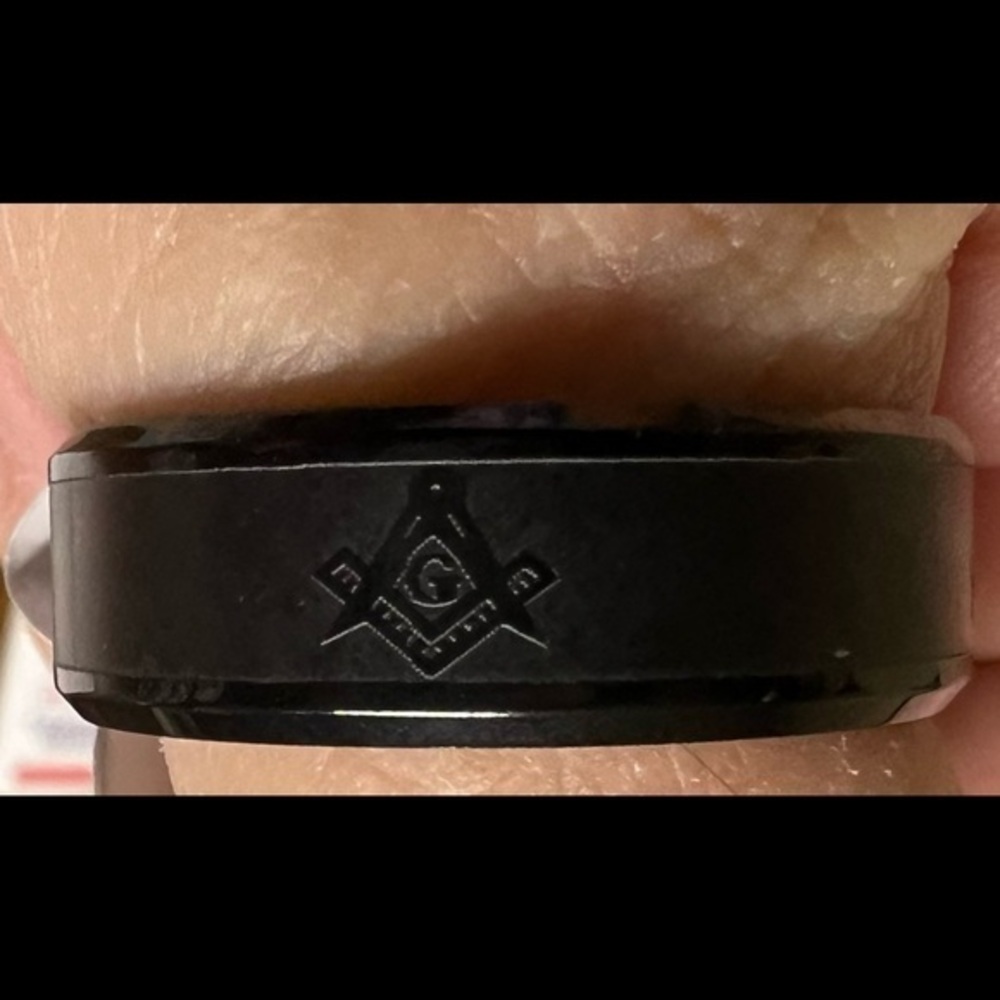 Mason ring Masonic black size 14 tungsten